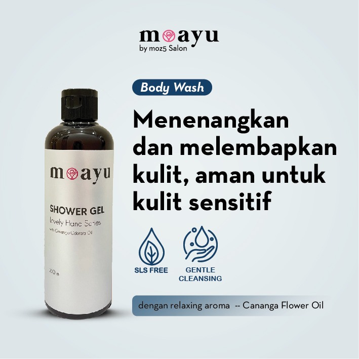Moayu Lovely Hana Series Shower Gel 250 ml, Sabun Mandi Cair Non SLS, Membersihkan Kulit & Membantu Menjaga Kelembapan