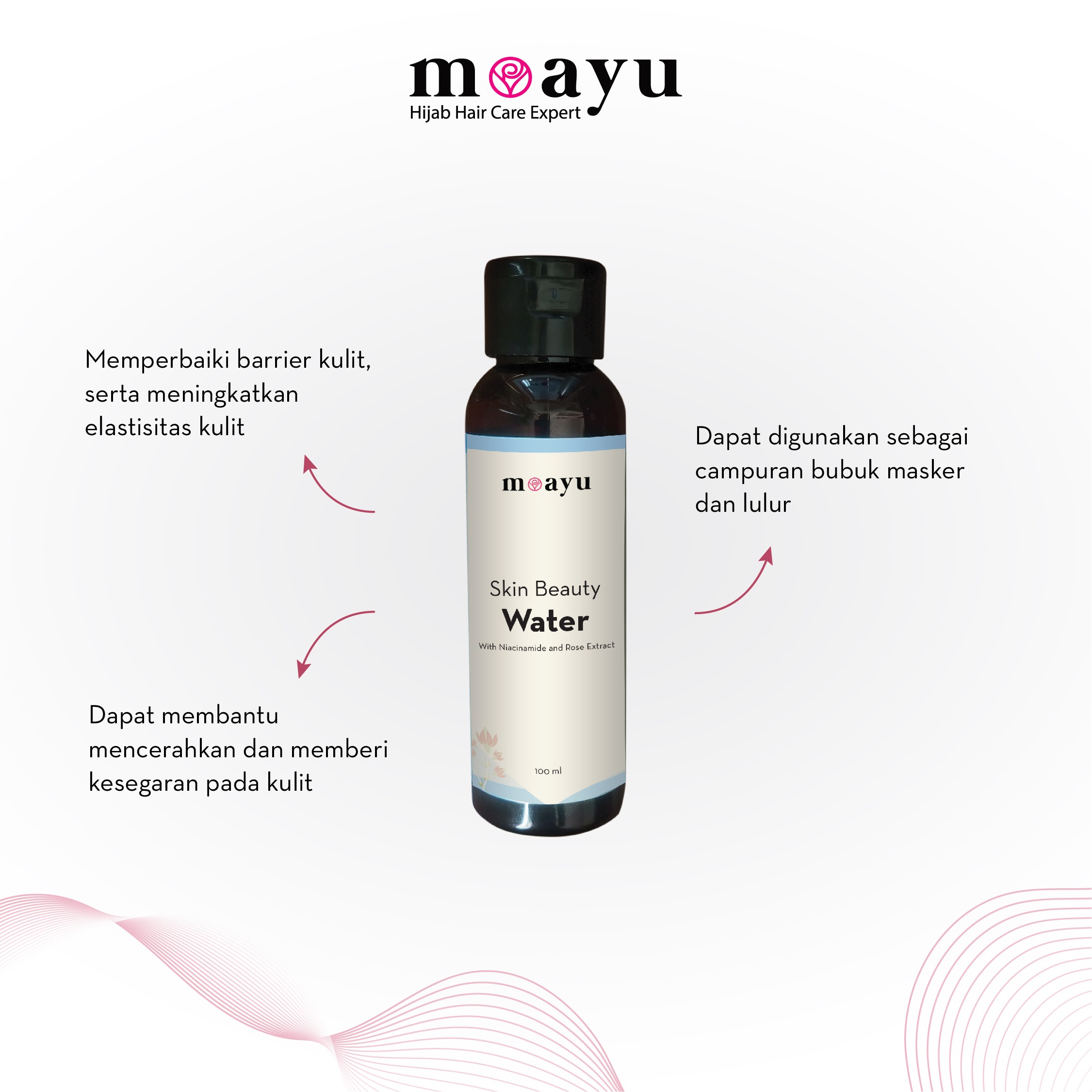 MOAYU Skin Beauty Water with Niacinamide & Rose Extract, Face Mist Melembapkan, Menyegarkan, Membantu Mencerahkan & Menjaga Skin Barrier
