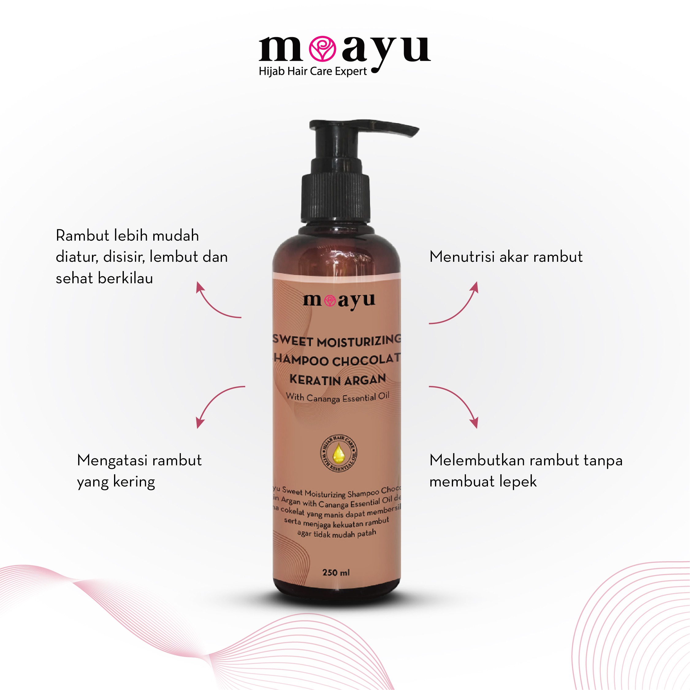 [SLS FREE] Shampoo Sweet Shine Chocolate Keratin Argan 250ML by MOAYU - Perawatan Rambut Rusak, Kering dan Kusut