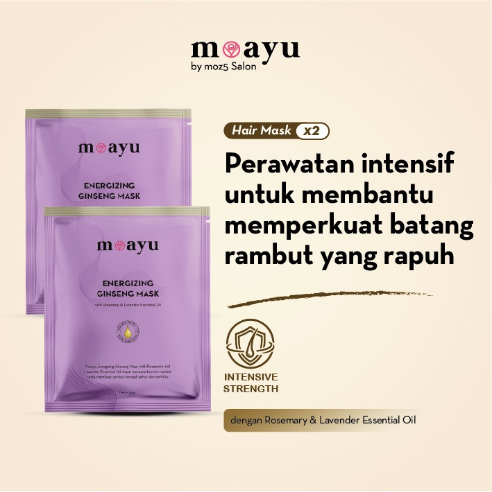 [2PCS] MOAYU Hair Mask Energizing Ginseng with Rosemary & Lavender Essential Oil 55gr - Perawatan Rambut Rontok & Rambut Lebih Kuat