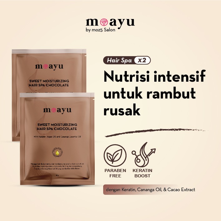 [2PCS] MOAYU Hair Spa Sweet Shine Chocolate Keratin Argan 55gr, Hair Mask Keratin & Argan Oil, Melembapkan, Menutrisi, Menghaluskan Rambut Kering, Rusak & Berhijab