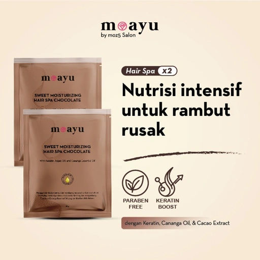 [2PCS] MOAYU Hair Spa Sweet Shine Chocolate Keratin Argan 55gr, Hair Mask Keratin & Argan Oil, Melembapkan, Menutrisi, Menghaluskan Rambut Kering, Rusak & Berhijab