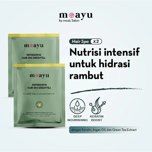 [2PCS] MOAYU Hair Spa Refreshing Green Tea Keratin Argan 55gr - Masker Perawatan Rambut Sehat, Lembut & Berkilau