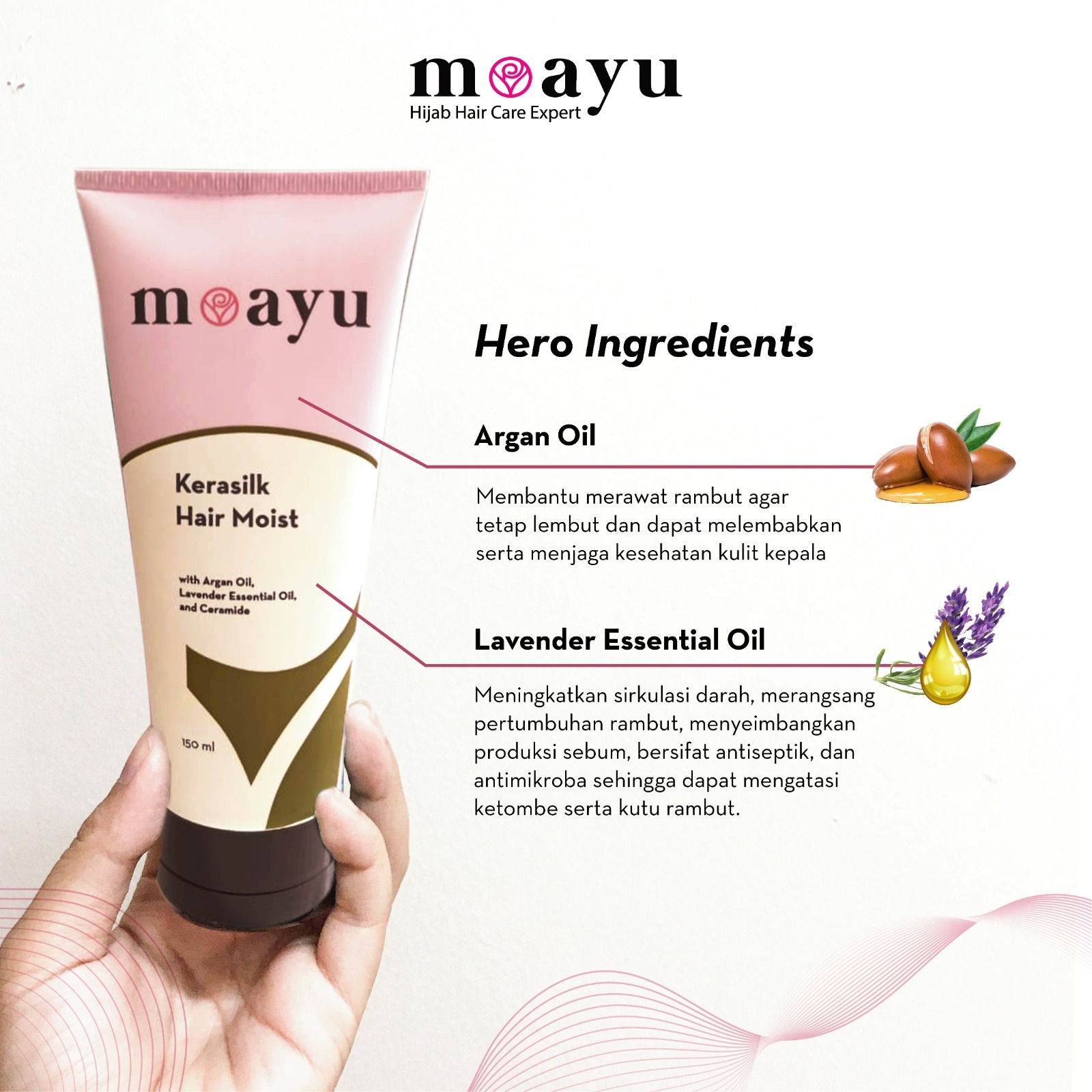 MOAYU Kerasilk Hair Moist Conditioner Tanpa Bilas 150ml - Kondisioner Rambut Berhijab, Anti Ngembang & Kusut, dengan Ceramide & Kerati