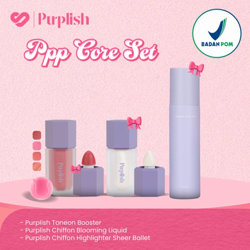 Image of PURPLISH PPP Core SET (Tone-on Booster Cream + Highlighter + Chiffon Blooming Liquid)
