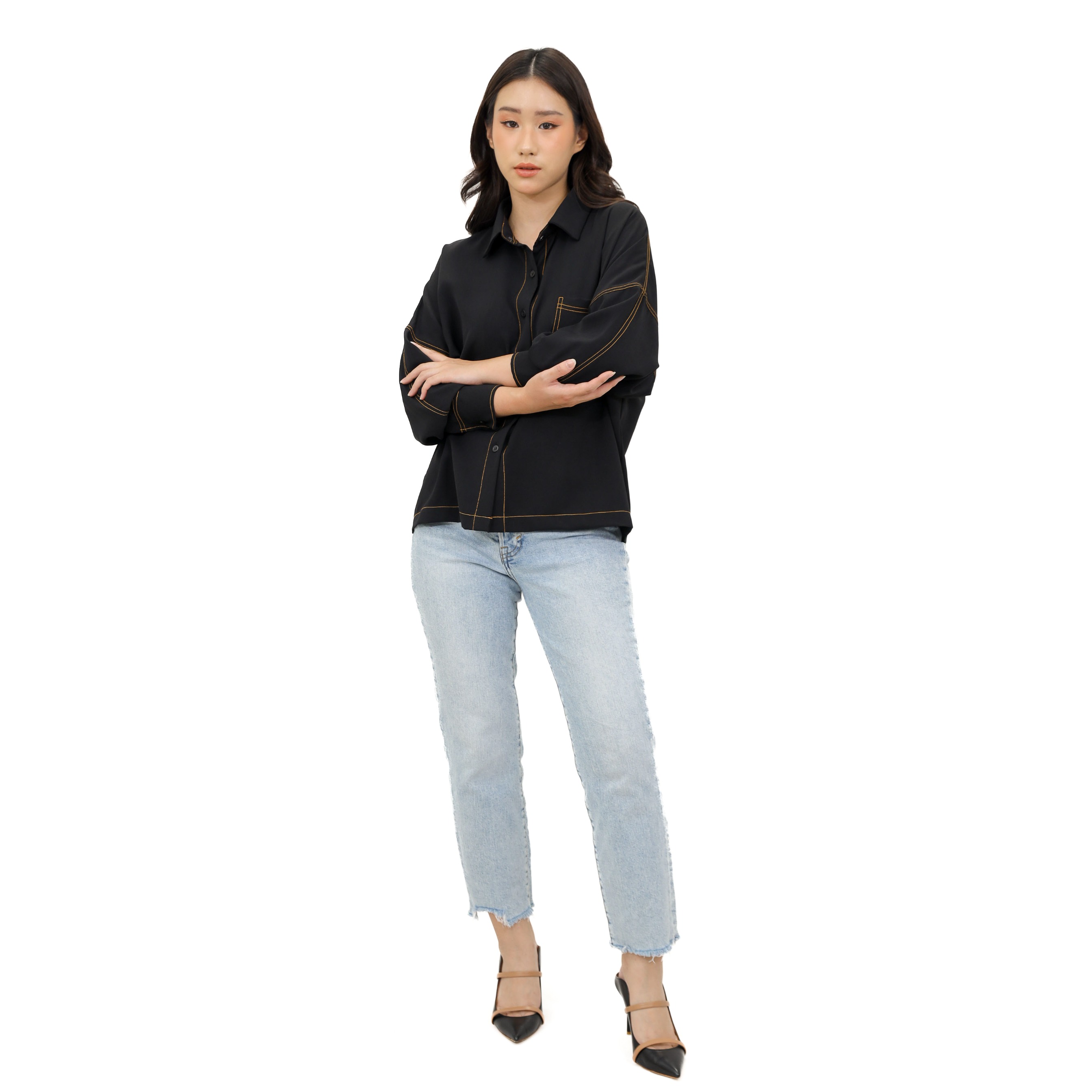 CINDRA PLEATED SHIRT