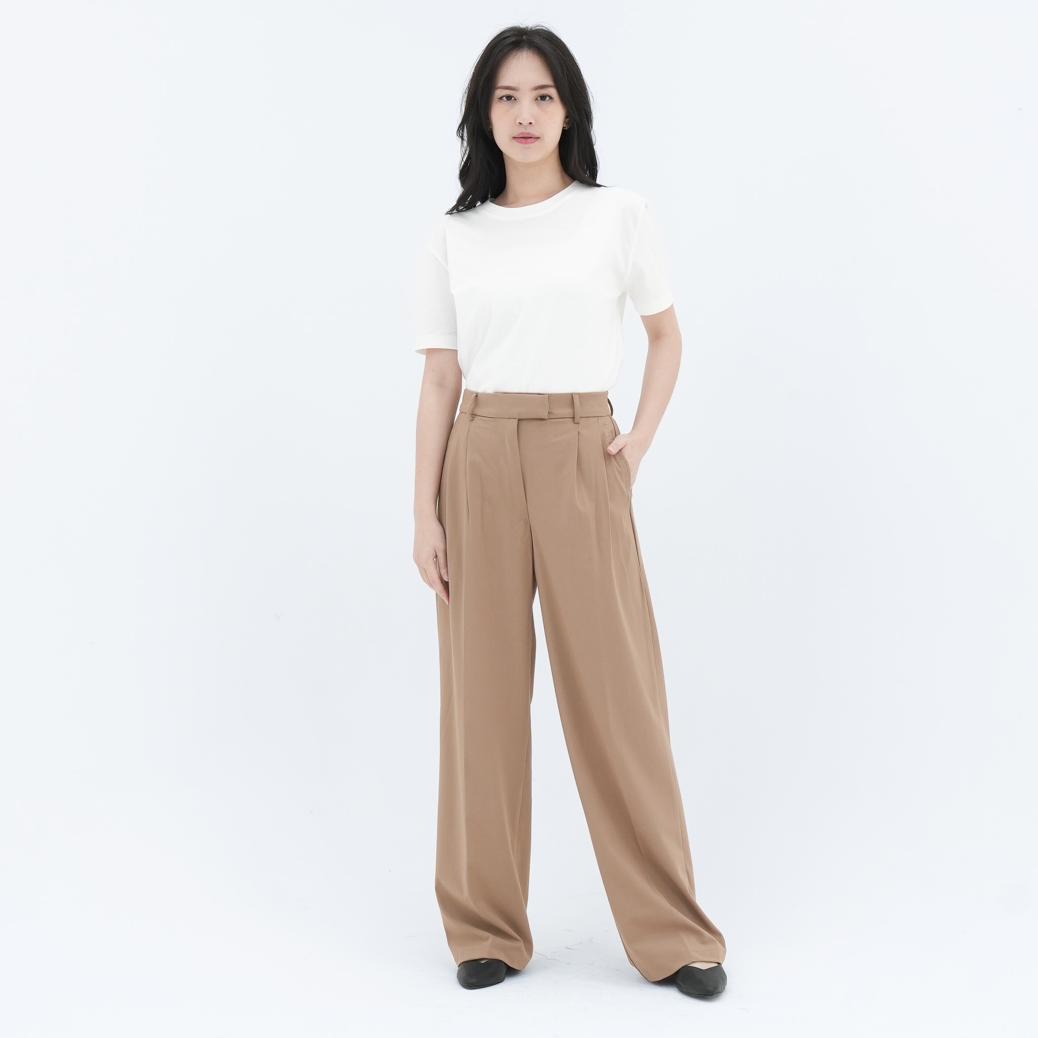 CINDRA CELANA KHAKI DOUBLE PENGAIT - CELANA PANJANG WANITA KHAKI PANTS