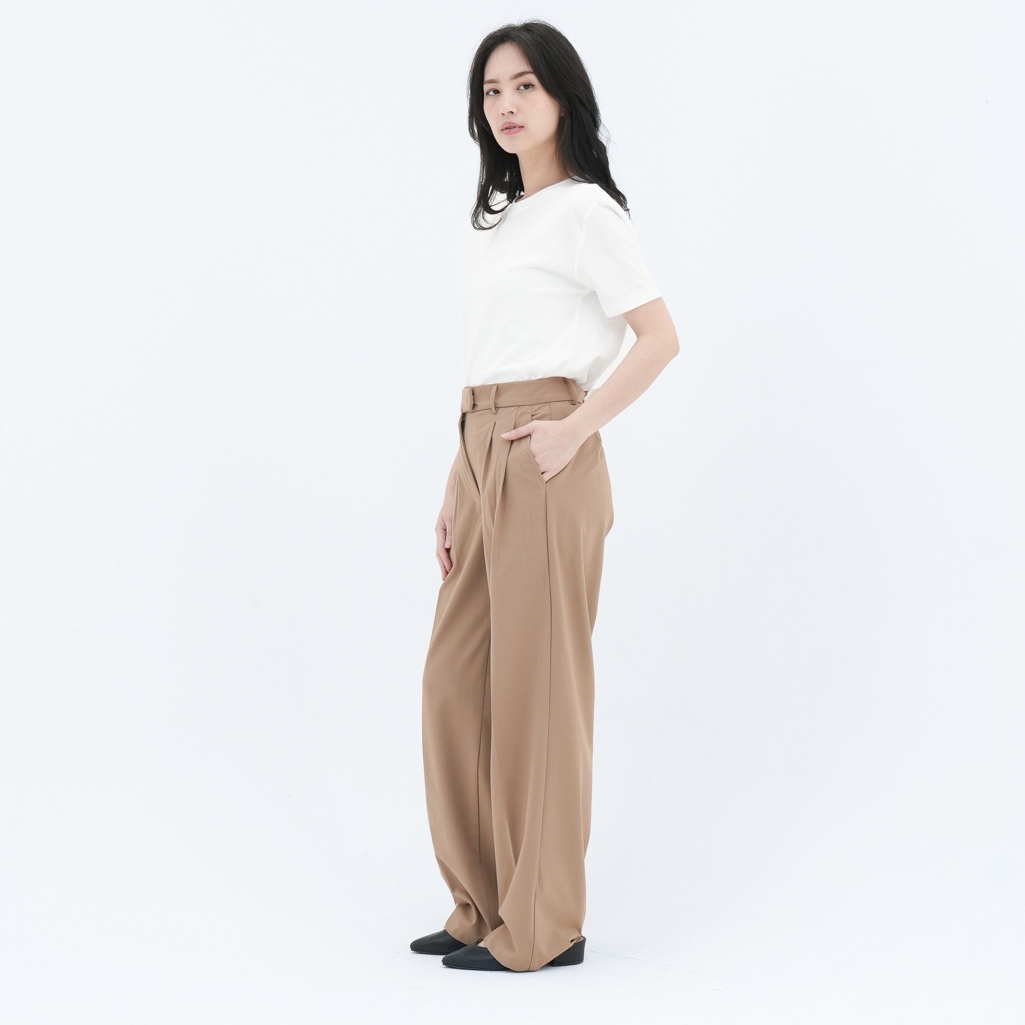 CINDRA CELANA KHAKI DOUBLE PENGAIT - CELANA PANJANG WANITA KHAKI PANTS