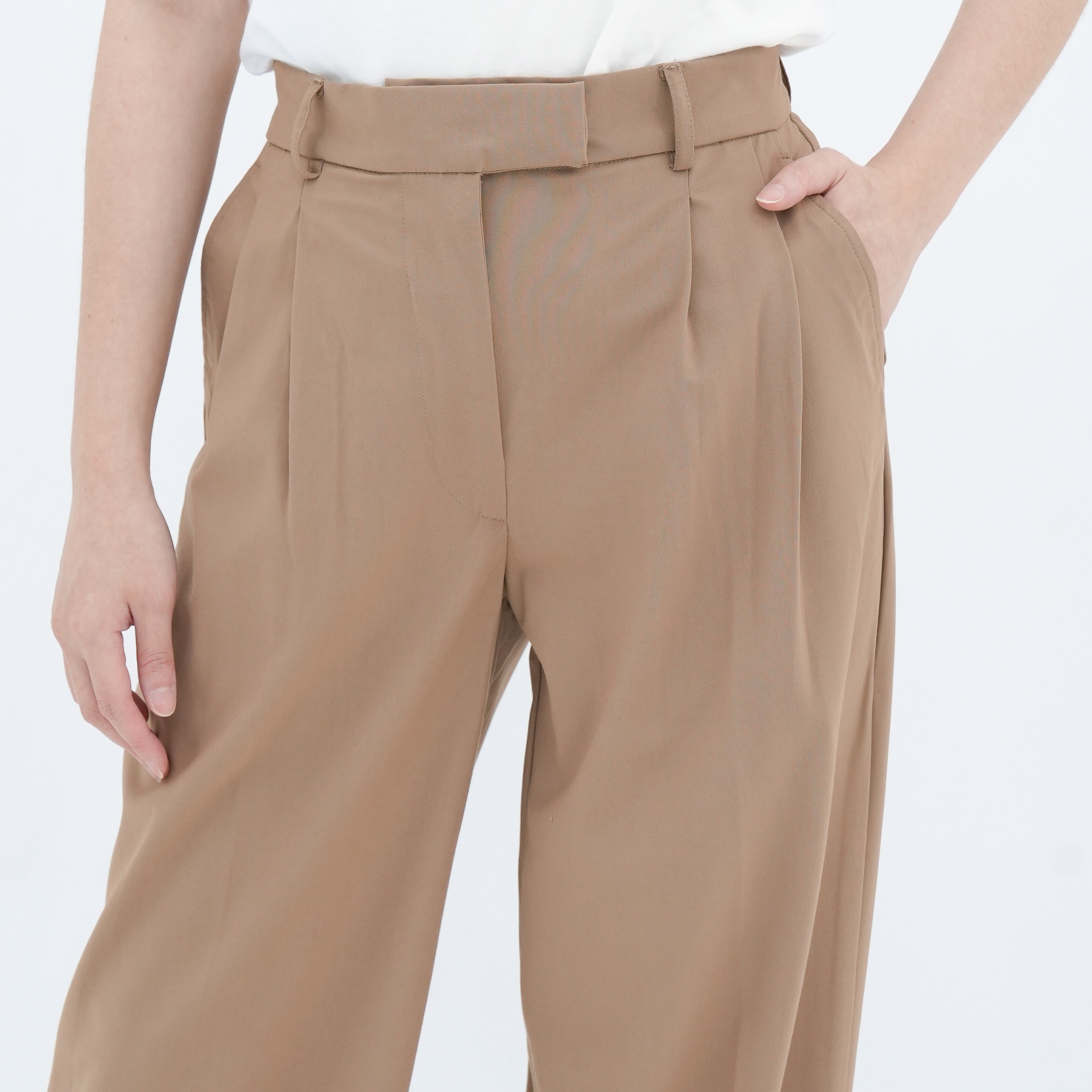 CINDRA CELANA KHAKI DOUBLE PENGAIT - CELANA PANJANG WANITA KHAKI PANTS