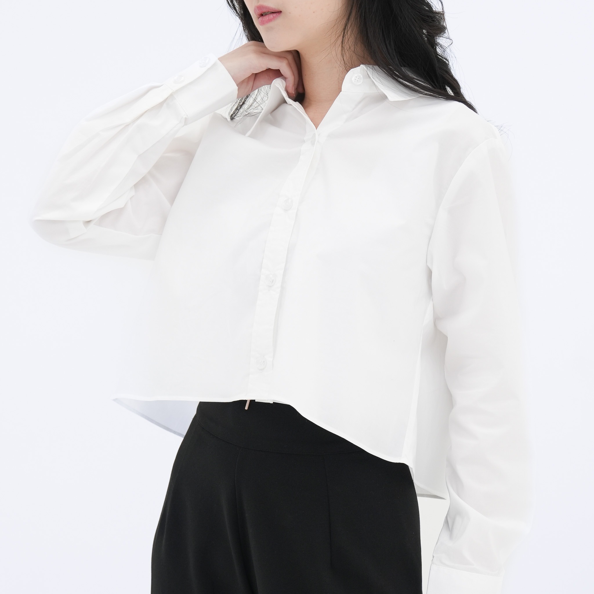 CINDRA CROP TOP SHIRT WHITE