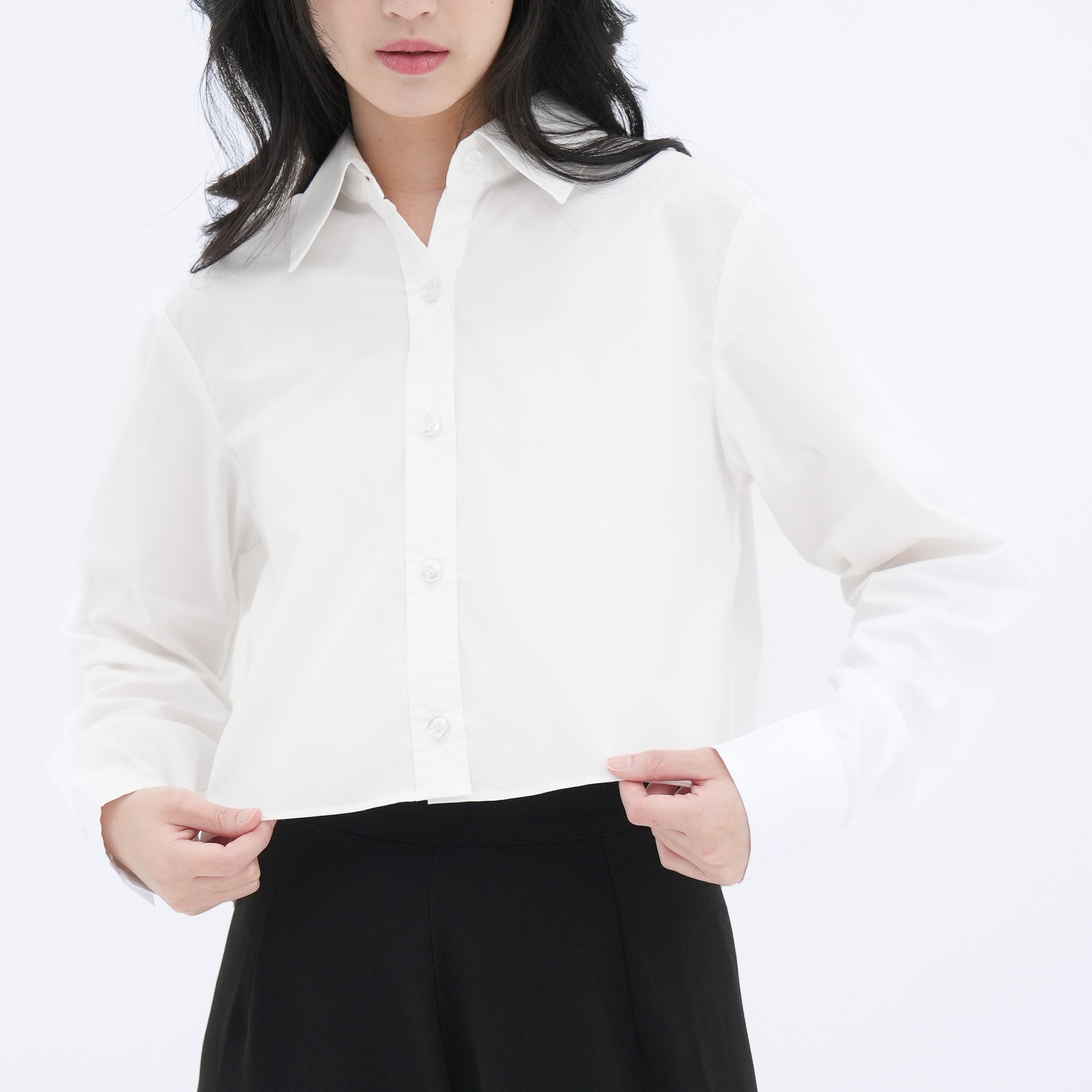 CINDRA CROP TOP SHIRT WHITE