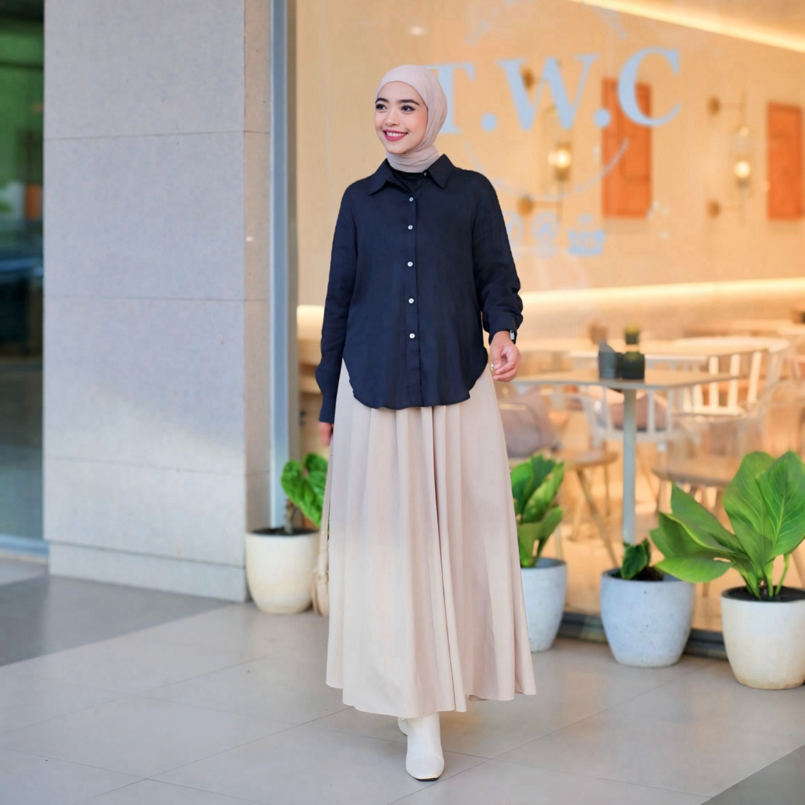 CINDRA OVERSIZED SHIRT LINEN NAVY