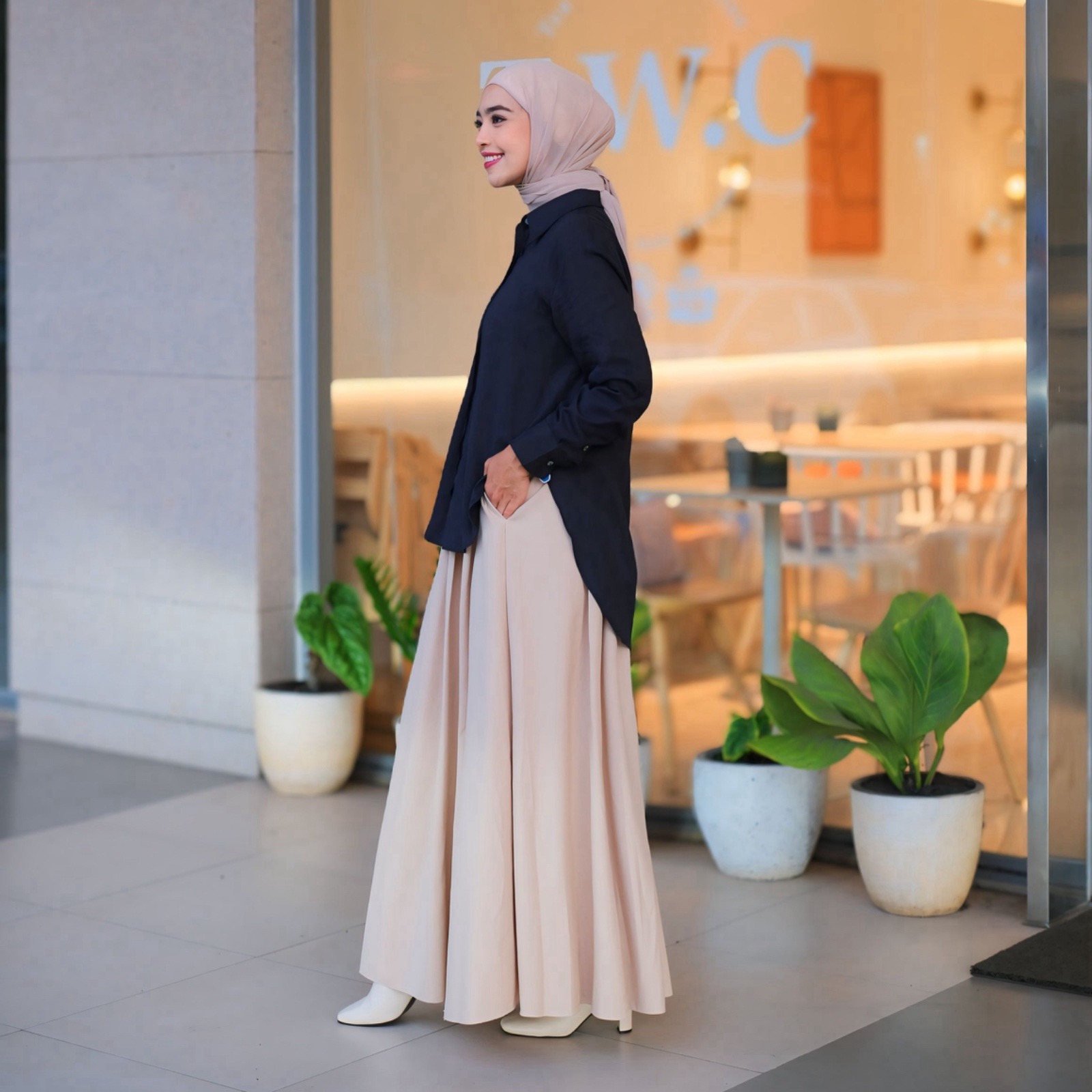 CINDRA OVERSIZED SHIRT LINEN NAVY