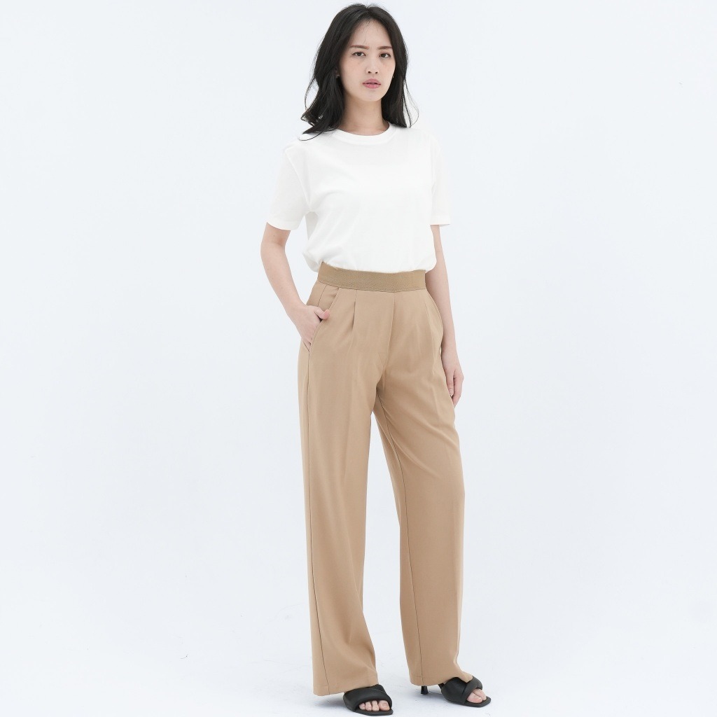 CINDRA CELANA PANJANG WANITA PINGGANG KARET MOCCA