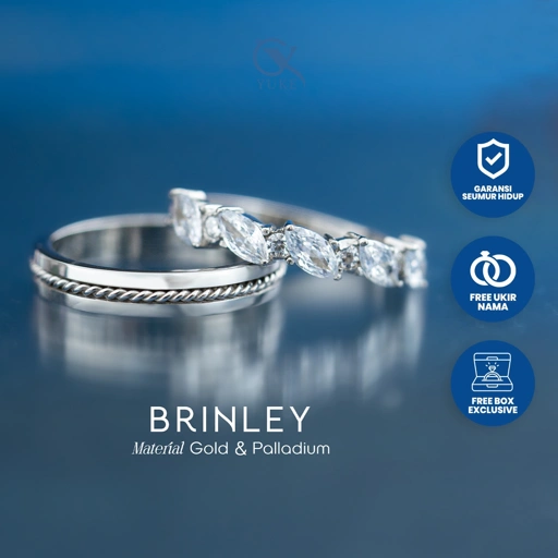 Yuke Jewelry - Cincin Kawin/Couple Bahan Emas - Perak - Palladium - Platinum Model BRINLEY Series