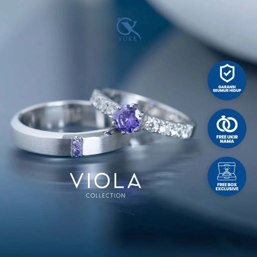 Yuke Jewelry - Cincin Kawin/Couple Bahan Emas - Perak - Palladium - Platinum Model VIOLA Series