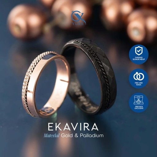 Image of Yuke Jewelry - Cincin Kawin/Couple Bahan Emas - Perak - Palladium - Platinum Model EKAVIRA Series