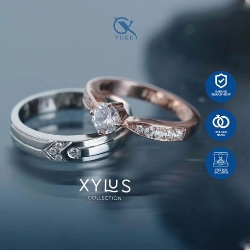 Image of Yuke Jewelry - Cincin Kawin/Couple Bahan Emas - Perak - Palladium - Platinum Model XYLUS Series