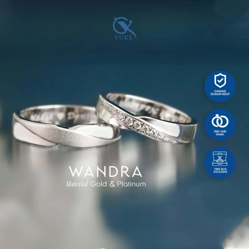Image of Yuke Jewelry - Cincin Kawin/Couple Bahan Emas - Perak - Palladium - Platinum Model WANDRA Series