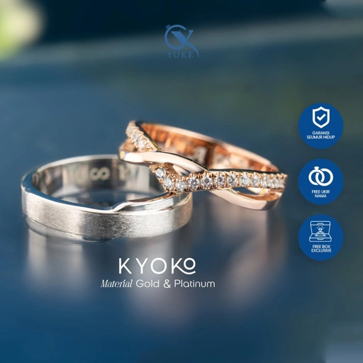 Image of Yuke Jewelry - Cincin Kawin/Couple Bahan Emas - Perak - Palladium - Platinum Model KYOKO Series