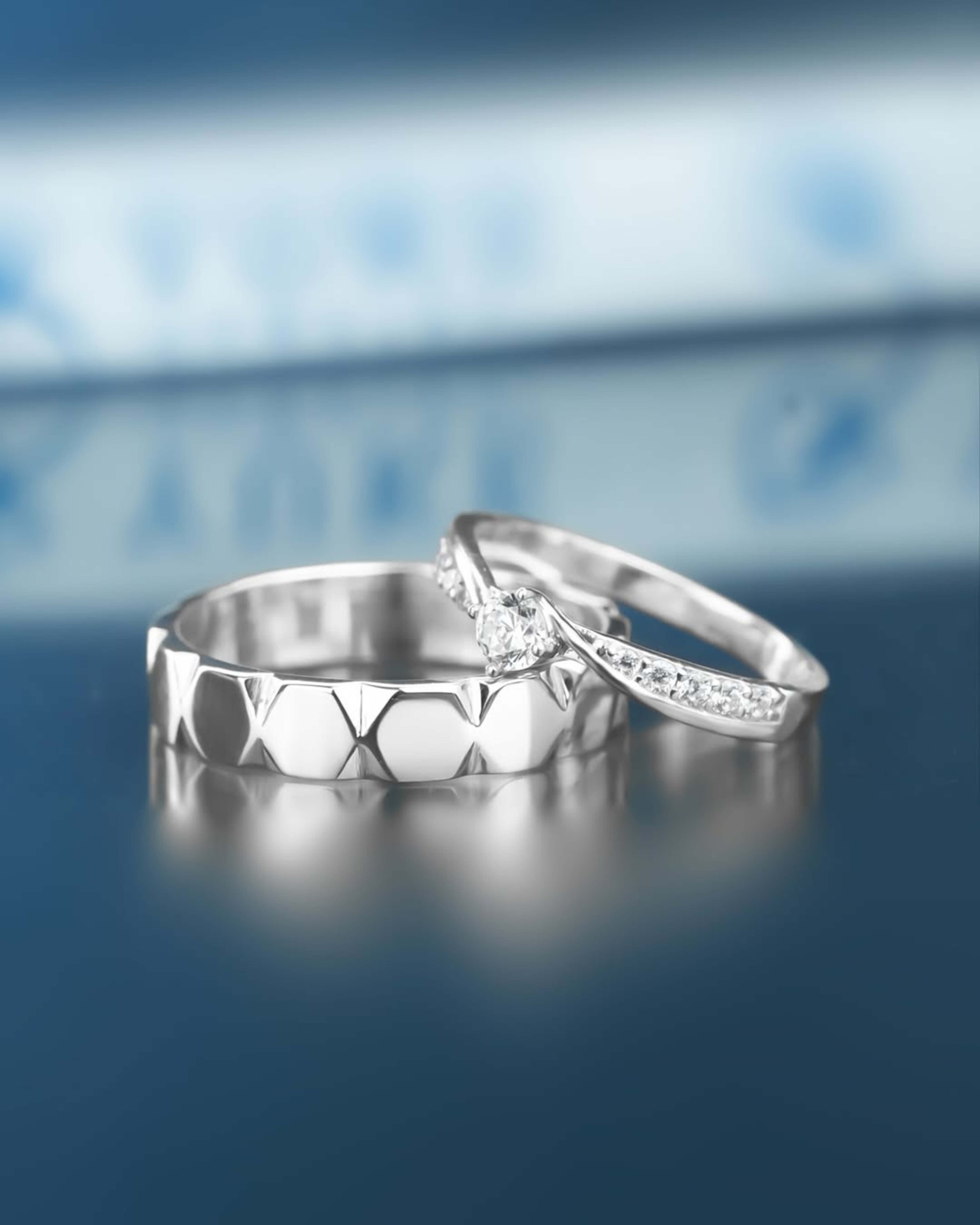 Yuke Jewelry - Cincin Kawin/Couple Bahan Emas - Perak - Palladium - Platinum Model NATYA Series
