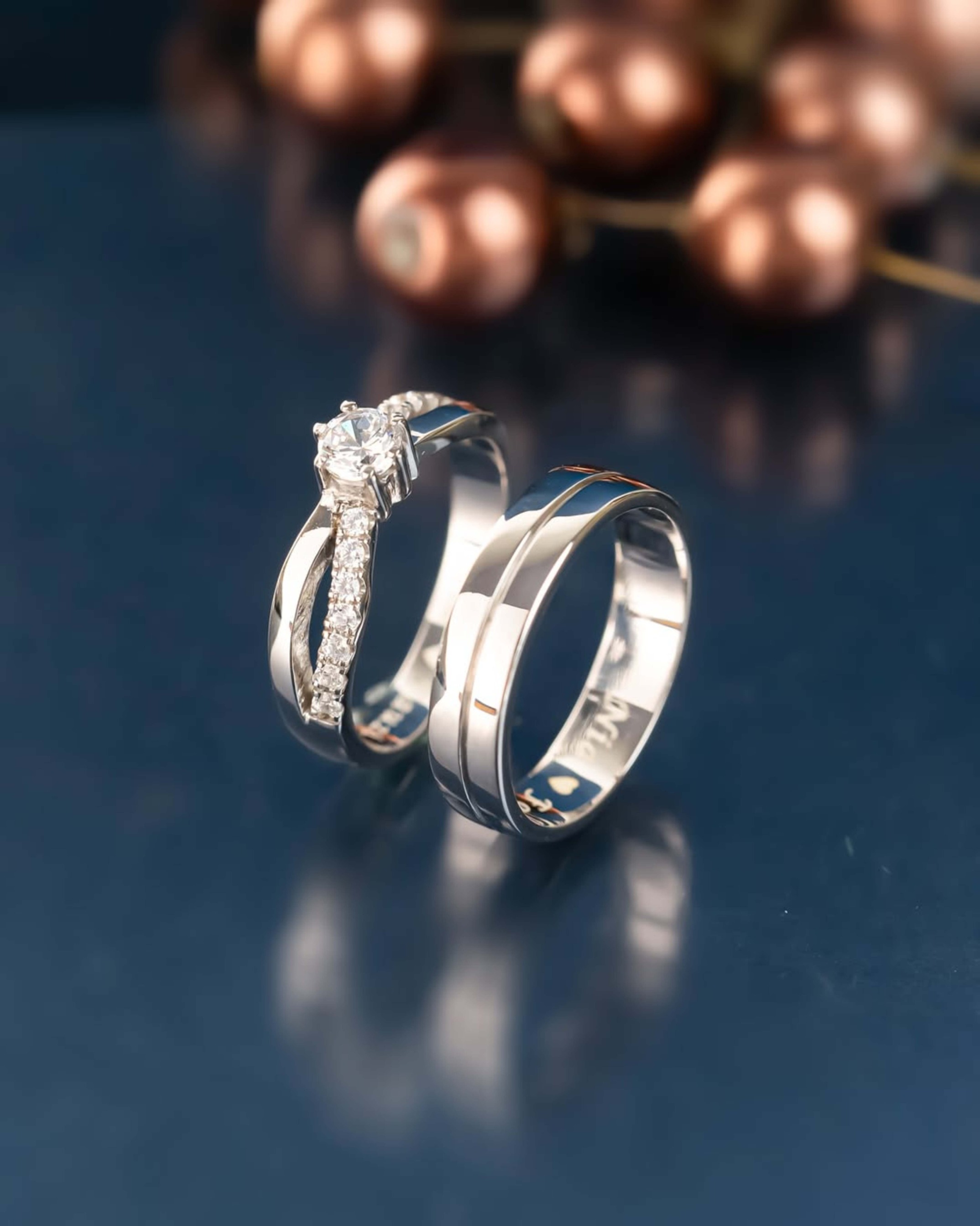 Yuke Jewelry - Cincin Kawin/Couple Bahan Emas - Perak - Palladium - Platinum Model FELIXA Series
