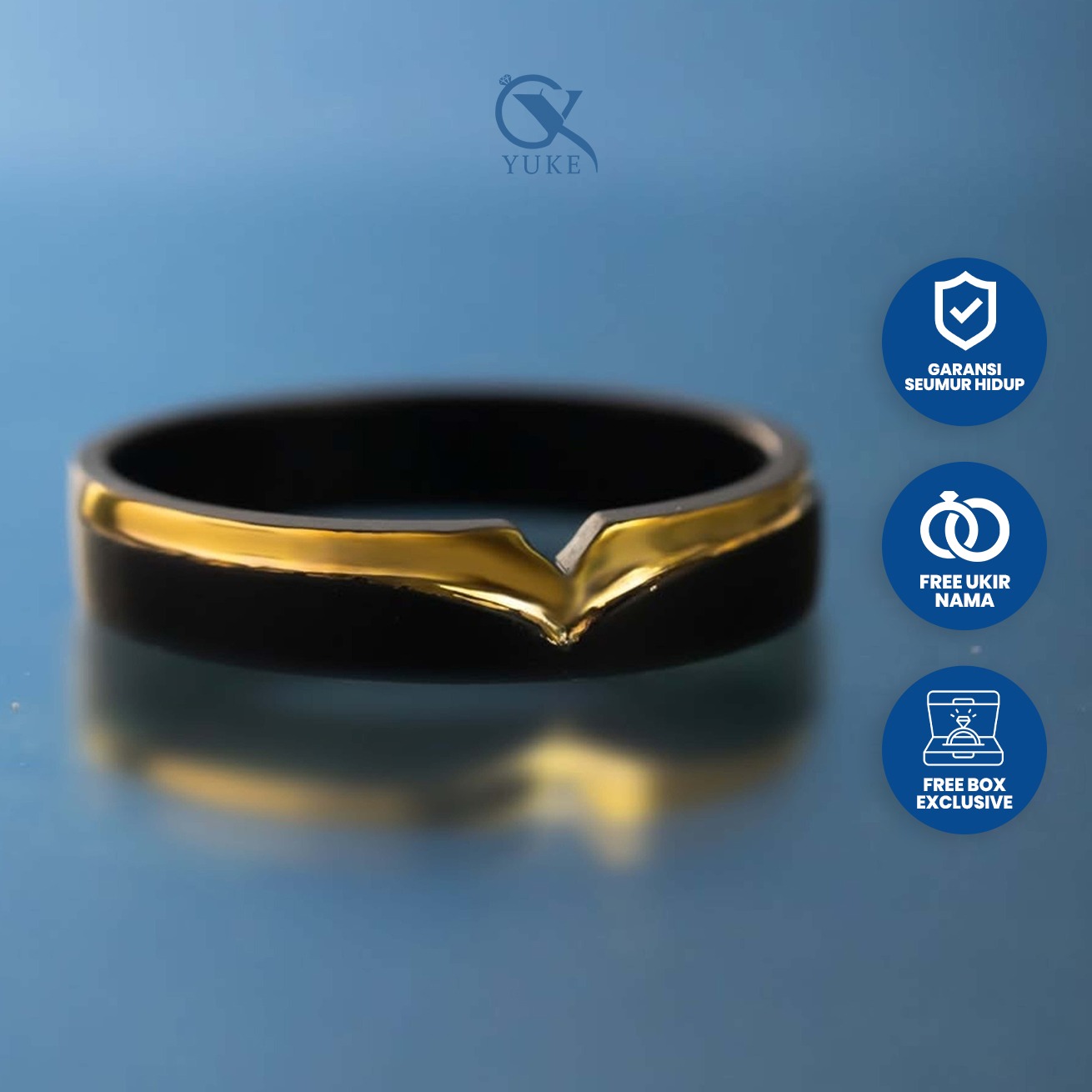 Yuke Jewelry - Cincin Single Pria Bahan Emas - Perak - Palladium - Platinum Model KAYLEE Series