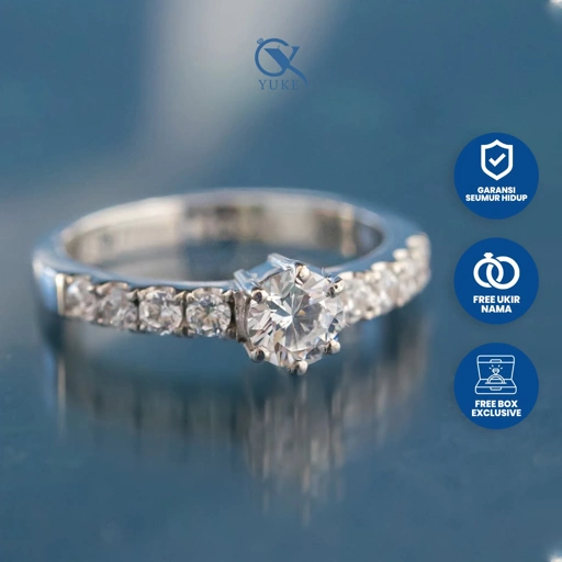 Image of Yuke Jewelry - Cincin Single Wanita Bahan Emas - Perak - Palladium - Platinum Model KEINAN Series
