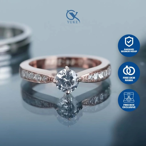 Image of Yuke Jewelry - Cincin Single Wanita Bahan Emas - Perak - Palladium - Platinum Model XYLUS Series