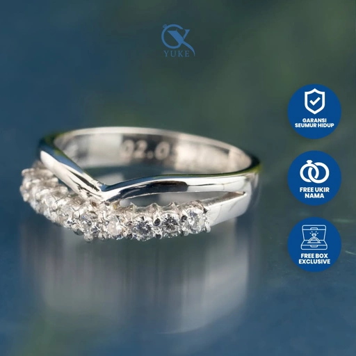 Image of Yuke Jewelry - Cincin Single Wanita Bahan Emas - Perak - Palladium - Platinum Model MEGAN Series