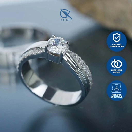 Yuke Jewelry - Cincin Single Wanita Bahan Emas - Perak - Palladium - Platinum Model KIARA Series