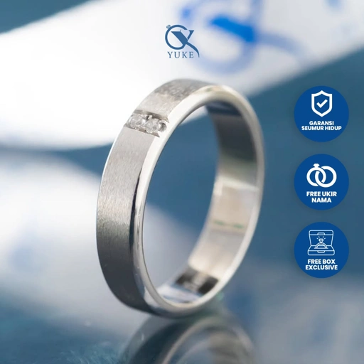 Image of Yuke Jewelry - Cincin Single Pria Bahan Emas - Perak - Palladium - Platinum Model KEINAN Series