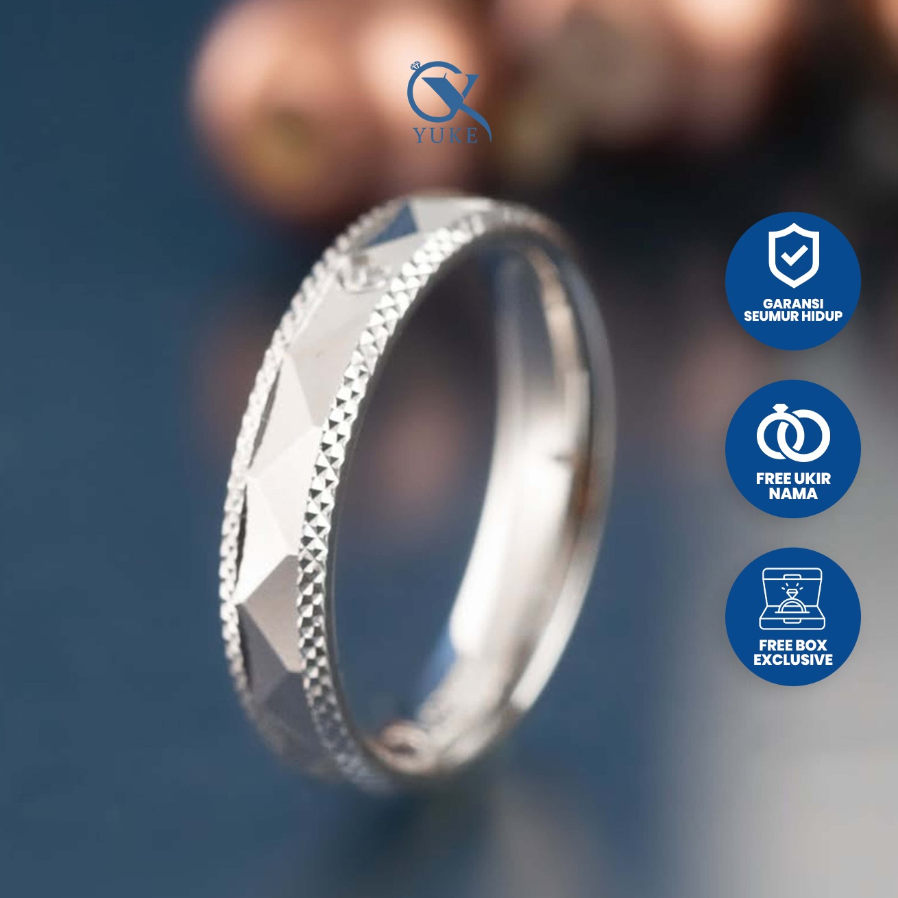 Yuke Jewelry - Cincin Single Pria Bahan Emas - Perak - Palladium - Platinum Model GASSIA Series