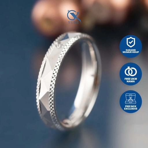 Image of Yuke Jewelry - Cincin Single Pria Bahan Emas - Perak - Palladium - Platinum Model GASSIA Series