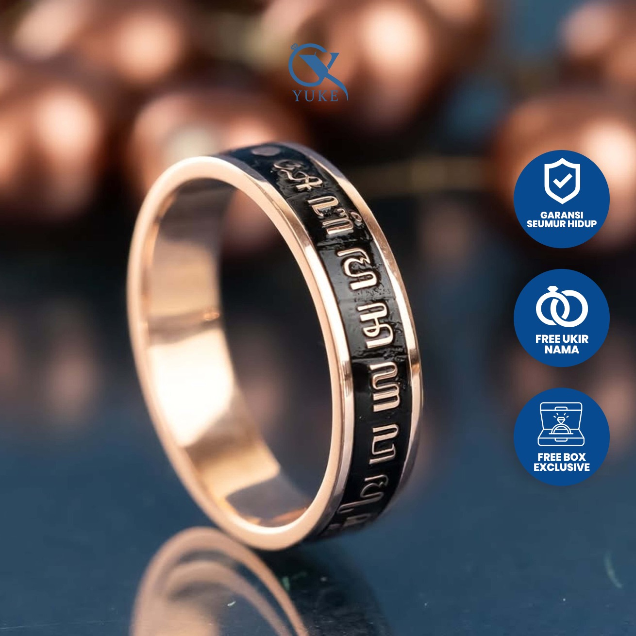 Yuke Jewelry - Cincin Single Pria Bahan Emas - Perak - Palladium - Platinum Model RADHANA Series