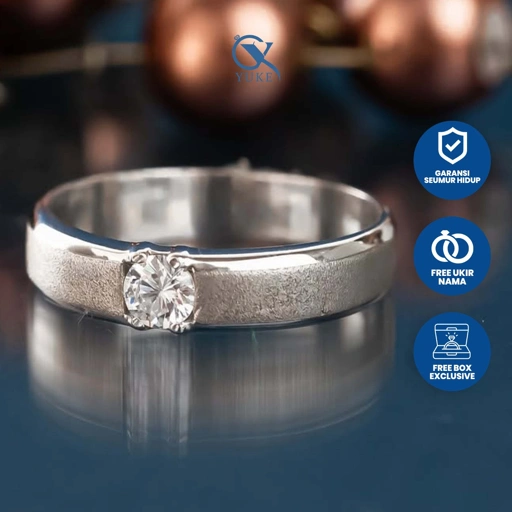 Image of Yuke Jewelry - Cincin Single Pria Bahan Emas - Perak - Palladium - Platinum Model JIVIKA Series
