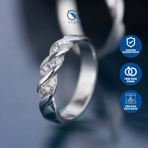 Image of Yuke Jewelry - Cincin Single Wanita Bahan Emas - Perak - Palladium - Platinum Model MAEVE Series