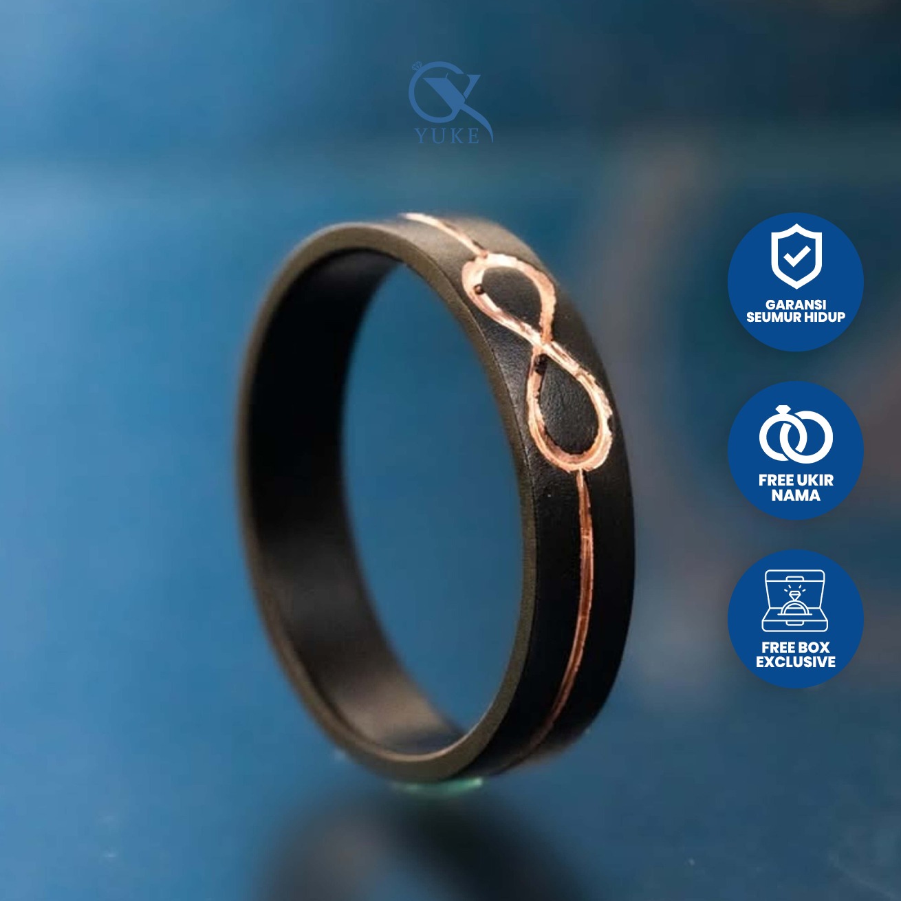 Yuke Jewelry - Cincin Single Pria Bahan Emas - Perak - Palladium - Platinum Model BREONNA Series