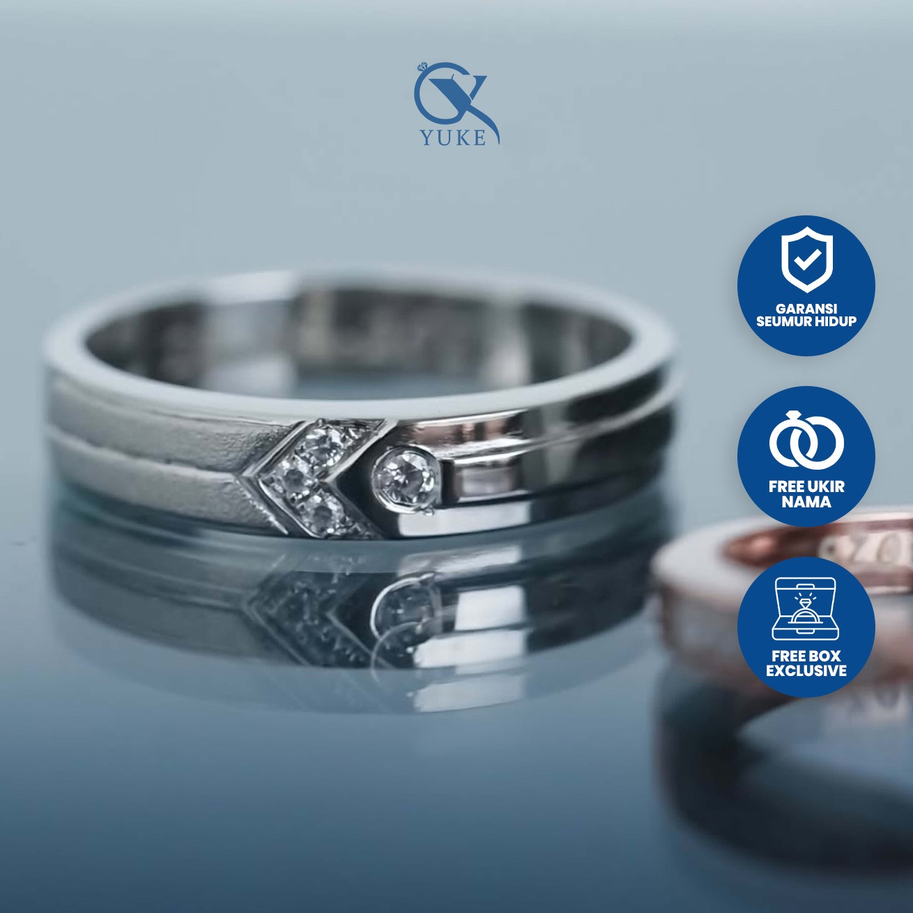 Yuke Jewelry - Cincin Single Pria Bahan Emas - Perak - Palladium - Platinum Model XYLUS Series