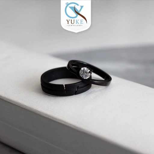 Image of Yuke Jewelry - Cincin Kawin/Couple Bahan Emas - Perak - Palladium - Platinum Finishing with Black Rhodium