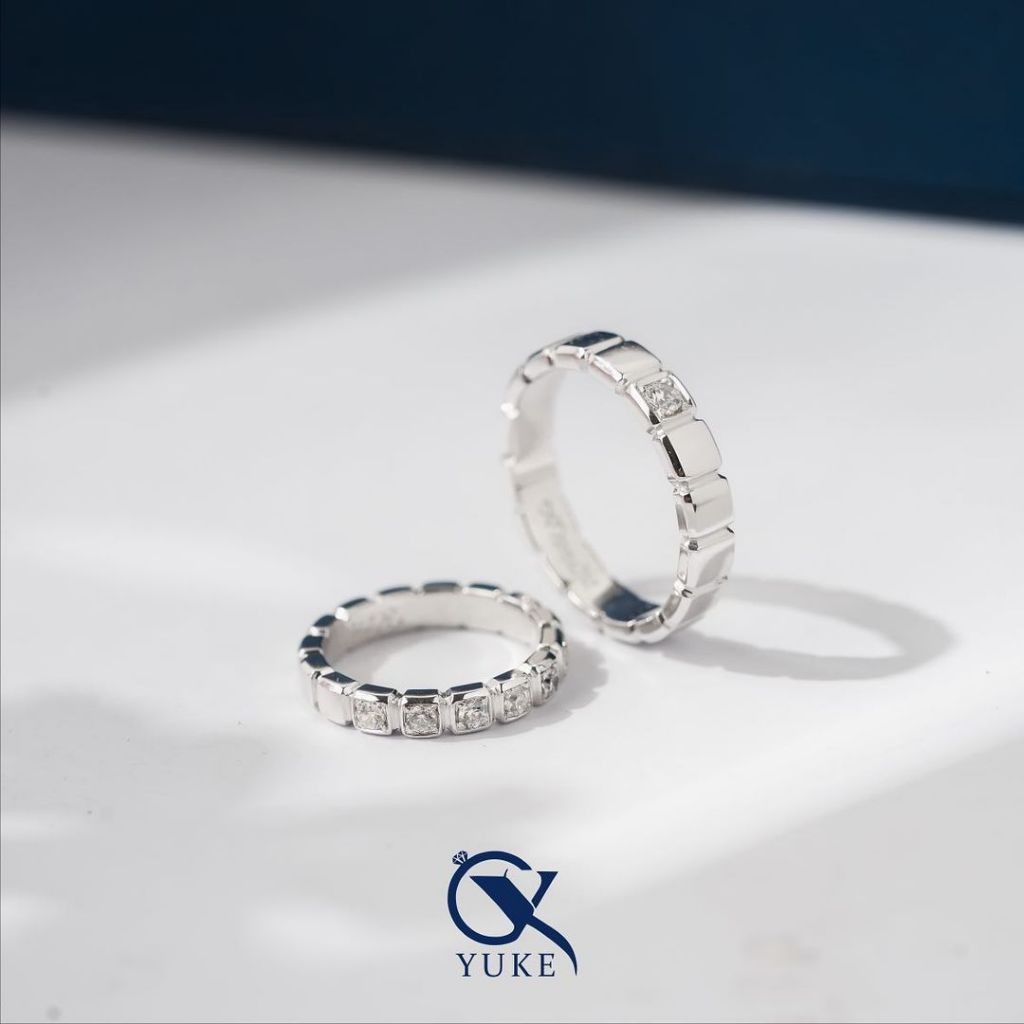 Yuke Jewelry - Cincin Kawin/Couple Bahan Emas - Perak - Palladium - Platinum Model SQUARE Series
