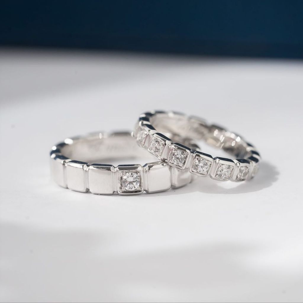 Yuke Jewelry - Cincin Kawin/Couple Bahan Emas - Perak - Palladium - Platinum Model SQUARE Series