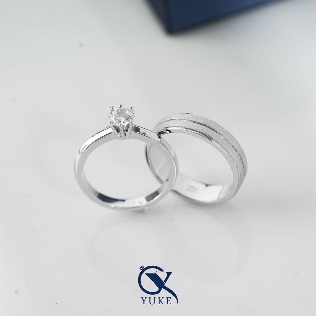 Yuke Jewelry - Cincin Kawin/Couple Bahan Emas - Perak - Palladium - Platinum Model Solitaire Series