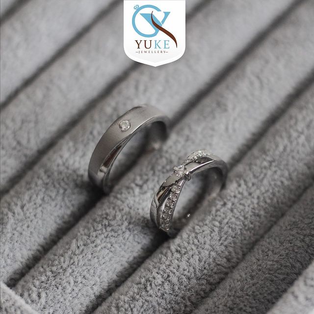 Yuke Jewelry - Cincin Kawin/Couple Bahan Emas - Perak - Palladium - Platinum Finishing Silver Glossy