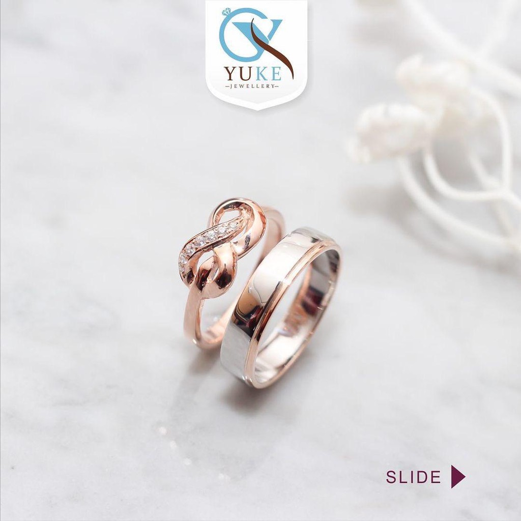 Yuke Jewelry - Cincin Kawin/Couple Bahan Emas - Perak - Palladium - Model Infinity Series