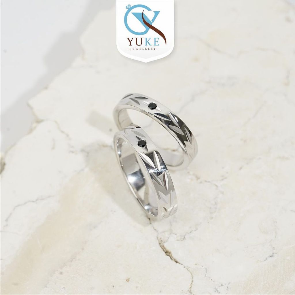 Yuke Jewelry - Cincin Kawin/Couple Bahan Emas - Perak - Palladium - Platinum Finishing Silver with Onyx