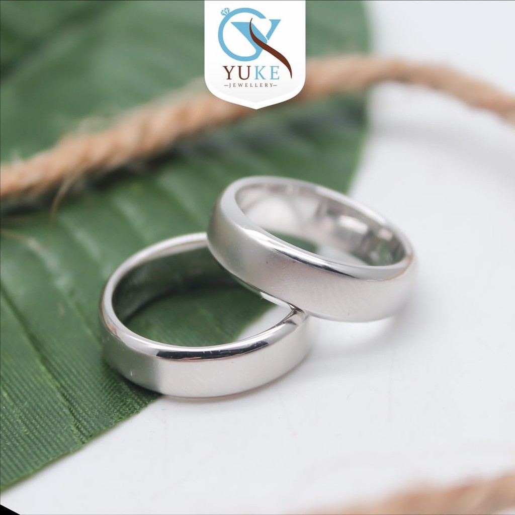 Yuke Jewelry - Cincin Kawin/Couple Bahan Emas - Perak - Palladium - Platinum Finishing Silver Doff List Glossy