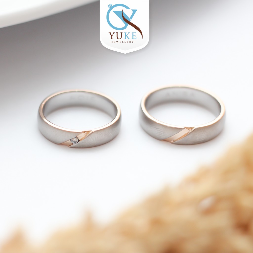 Yuke Jewelry - Cincin Kawin/Couple Bahan Emas - Perak - Palladium - Platinum Finishing Silver Doff List Gold