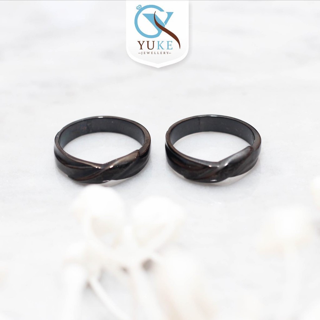 Yuke Jewelry - Cincin Kawin/Couple Bahan Emas - Perak - Palladium - Platinum Finishing Black Rhodium