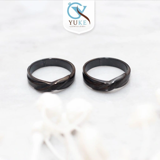 Image of Yuke Jewelry - Cincin Kawin/Couple Bahan Emas - Perak - Palladium - Platinum Finishing Black Rhodium